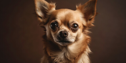 Aesthetic studio portrait: Dog with an adorable face against a gentle backdrop. AI Generated