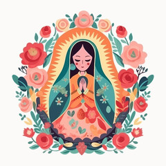 Cute Animated Virgin of Guadalupe. AI Generated
