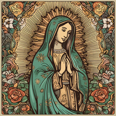 Illustration of Virgen de Guadalupe. AI Generated