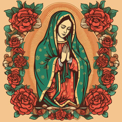 Illustration of Virgen de Guadalupe. AI Generated