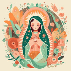 Obraz na płótnie Canvas Virgen de Guadalupe brought to life in an animation. AI Generated
