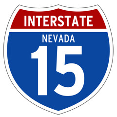 Nevada Interstate 15 Sign, I-15, Isolated Road Sign vector, Nevada, US Interstate Highway Sign