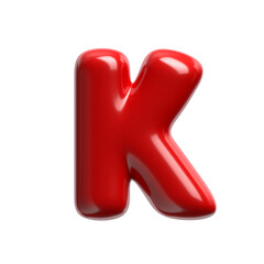 red cartoon letter K - Capital 3d glossy font - suitable for events, design or passion related subjects