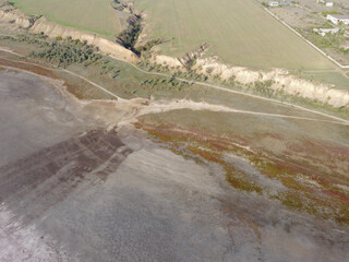 View of the pink salty Syvash lake in Kherson region, Ukraine