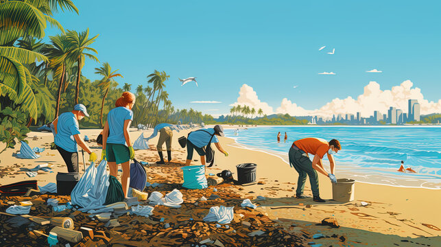 Quality AI Generated Stock Image for Clean Beaches Week