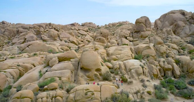 Aerial Drone View of Skull Rock in Joshua Tree National Park California USA