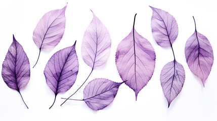 purple leaf skeletons on a white background abstract patern,  Created using generative AI tools.