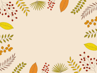 秋の葉のフレーム　ベクターイラスト