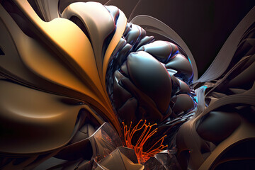 Obraz premium 3D surreal illustration. sacred geometry. Mysterious psychedelic relaxation pattern. fractal abstract texture. Digital artwork graphic astrology magic