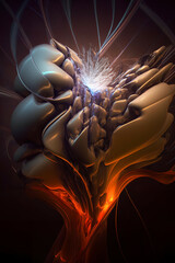 Obraz premium 3d illustration of abstract geometric composition, digital fractal art works.