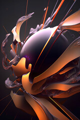 abstract fractal computer generated composition with various geometrical shapes
