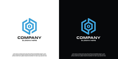 Modern Shield Hexagon Security Logo Design