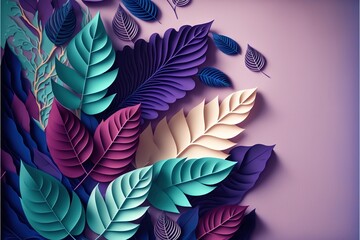 a paper cut of leaves on a purple background with a blue sky in the background and a purple sky in the middle of the image, and a purple sky in the middle of the middle of the image.
