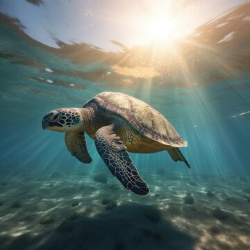sea turtle swimming in the sea