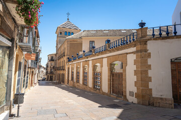 Fototapeta na wymiar Calle Real Street and Palace of the Counts of Guadiana - Ubeda, Jaen, Spain