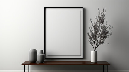 3d model mockup of an empty painting frame for ads and prints - Generative AI