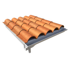  Brown clay tiles with white rain gutter © LeoNunesCGI