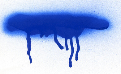 Deep Blue spray paint dripping on white surface