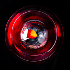 Manhattan cocktail made from bourbon, red vermouth and bitters, alcohol drink. - 618944477