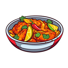 Chicken Jalfrezi Indian Food, Png, illustration, Generative AI	