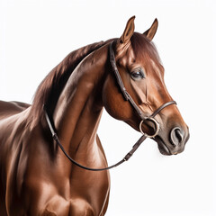 Fototapeta premium brown horse (Equidae), against white background, AI generated