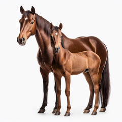 Obraz premium brown horse (Equidae), against white background, AI generated