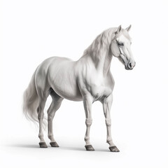Obraz na płótnie Canvas white horse (Equidae), in front of white background, AI generated