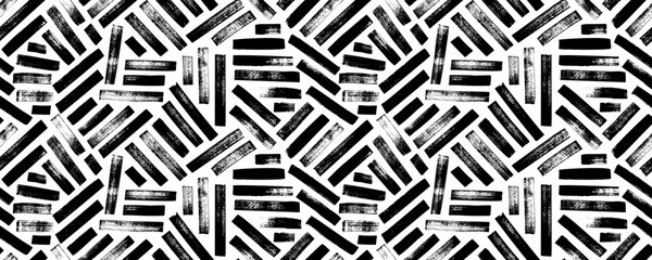 Seamless fabric texture, basket or weave. Hand drawn decorative seamless pattern with bold brush strokes. Grunge thick lines and stripes ornament. Vector wicker geometric texture with rough edges.