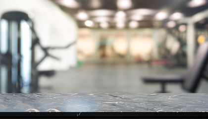 Table background of free space and gym interior.