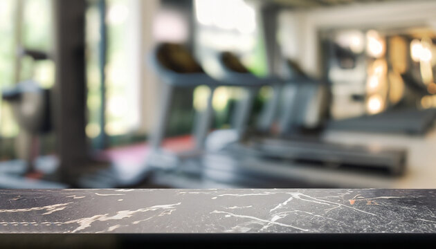 Table background of free space and gym interior.