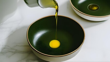 Pouring olive oil into the pan AI