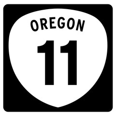 Fototapeta premium Oregon State Route 11 sign, OR 11, isolated road sign vector 