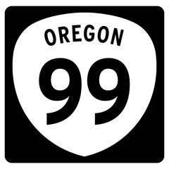 Oregon State Route 99 sign, OR 99, isolated road sign vector	
