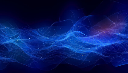 Concept of network waves on blue background, futuristic organic.