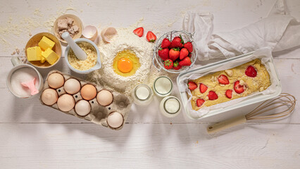 Delicious strawberry yeast cake made of yeast dough.