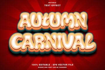 Autumn carnival 3d modern text style effect editable