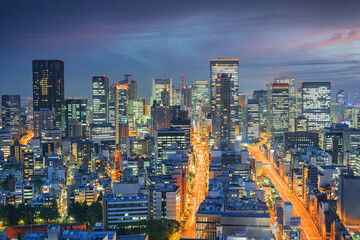 Osaka, Japan Cityscape at twilight.