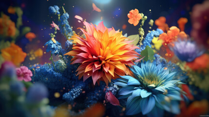 Fototapeta na wymiar Bright and Beautiful Floral Arrangement of Mums and Daisies AI Generated