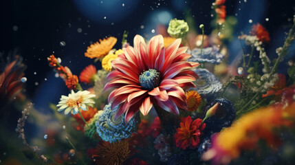 Red, Purple, and Pink Flowers Among Coral and Underwater AI Generated