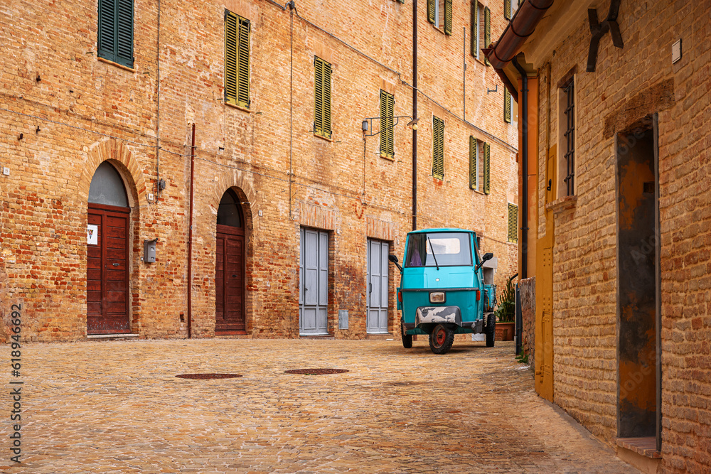 Wall mural corinaldo, italy historic streets.