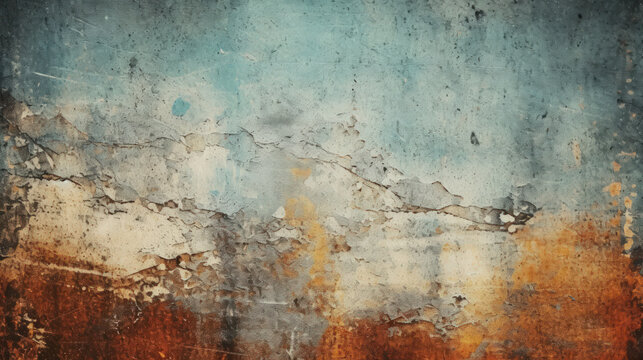 Grungy Metal: A Background with a Rust Texture and a Dark Frame AI Generated