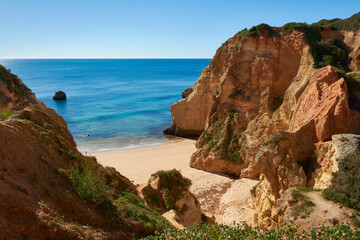Beautiful secluded beach near Alvor village in Portugal. Praia Joao de Arens - a private spot for...
