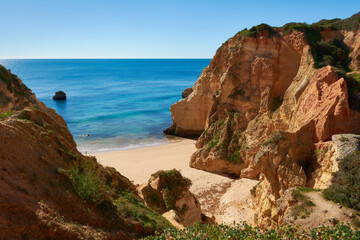 Beautiful secluded beach near Alvor village in Portugal. Praia Joao de Arens - a private spot for the beach holiday