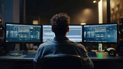 The editor is editing the video at the computer