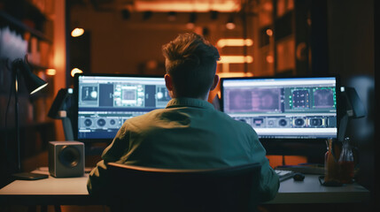 The editor is editing the video at the computer