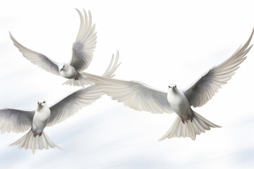 three doves for peace flying in the sky