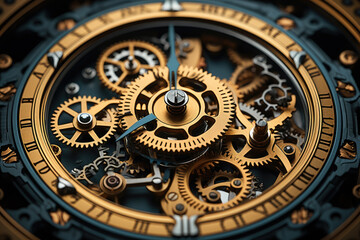 Fototapeta na wymiar close-up of old clock mechanism
