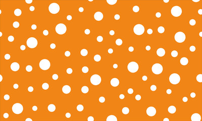 Abstract white random polka dot circles seamless pattern on orange background