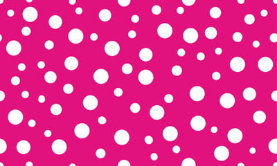 Abstract white random polka dot circles seamless pattern on pink background