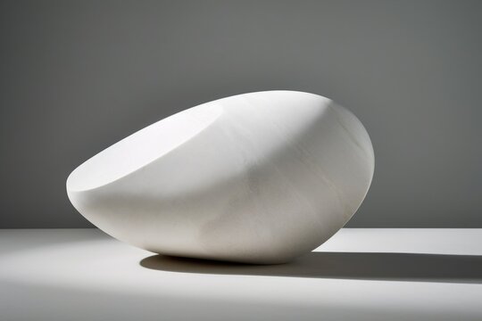 a minimalist sculpture made of smooth white stone, created with generative ai